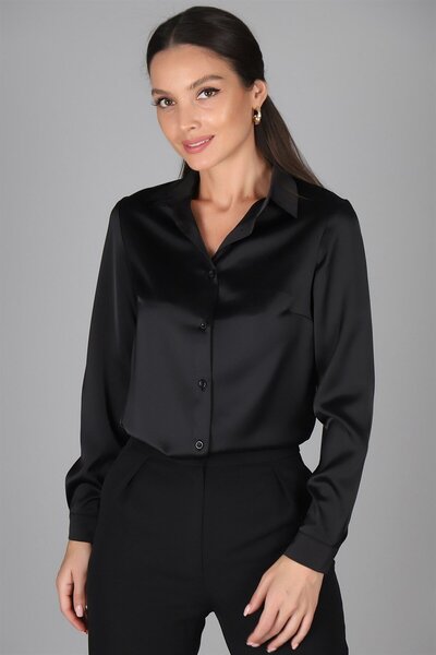 SWEETNESS Γυναικείο βραδινό μακρυμάνικο πουκάμισο από σατέν