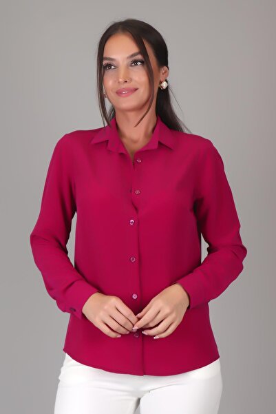 SWEETNESS Fuchsia Women's Shirt - Silk Fabric, Long Sleeve