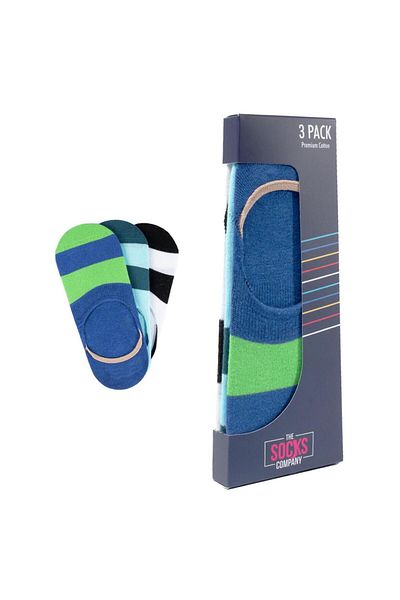 The Socks Company 3 ζευγάρια ανδρικές κάλτσες μπαλαρίνας με μοτίβο ειδικό κουτί με σιλικόνη (149P)