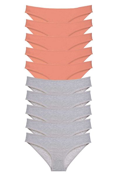 Angoravi 10 Pieces Super Eco Set Lycra Women's Slip Panties Powder Gray