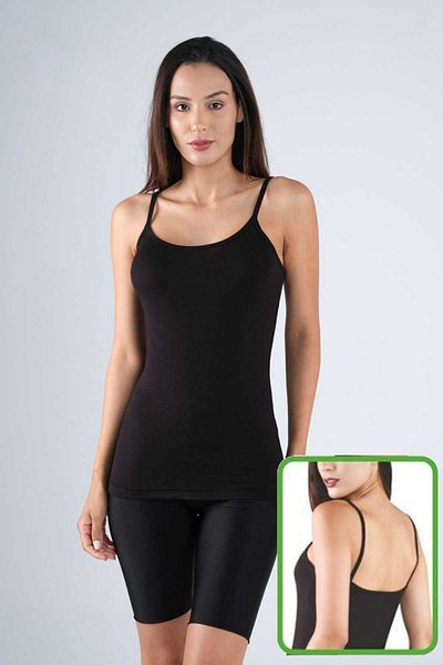 Angoravi Bamboo Women's Strappy Tank Top Black