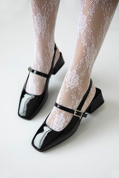 STRASWANS Lita Black Patent Leather Women's Heeled Shoes