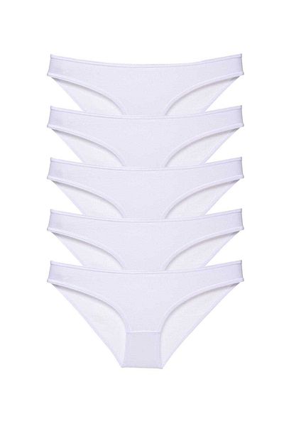 Angoravi 5 Pieces Super Eco Set Lycra Women's Slip Panties White