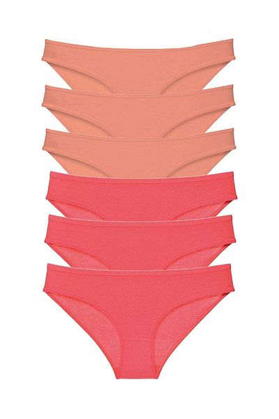 AC BOX 6 Pieces Super Eco Set Lycra Women's Slip Panties Powder Fuchsia