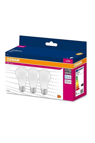 Osram Led Value 10W Beyaz Işık E-27 Ampul 1055 lm 3 lü Paket