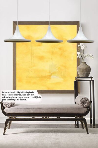 Bamyum Üçlü Geniş Beyaz Sarkıt Sarkıt Lamba Yemek Masası Oturma Odası Mutfak Salon Otel Showroom