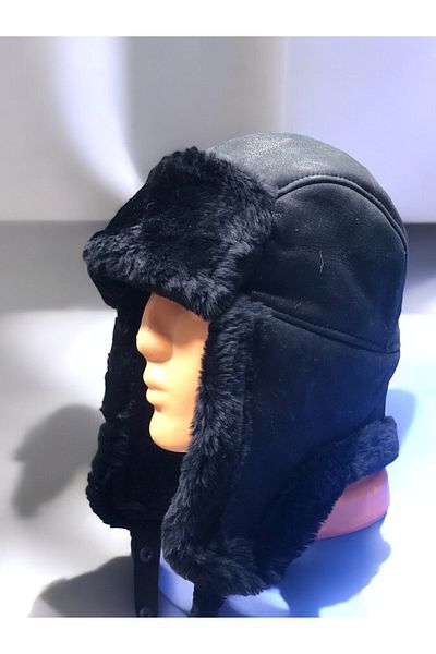 Sir Cliffson Genuine Leather Pilot Hat with Fur Inside