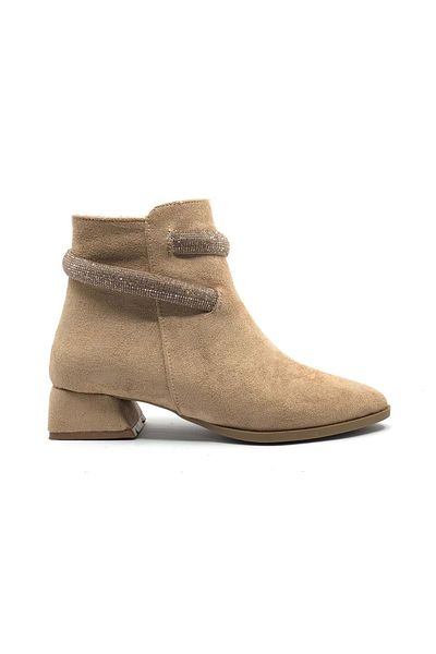 Kids Club Shoes Ασιατικές γυναικείες μπότες με κοντό τακούνι TEN-SUEDE