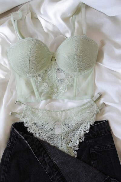 blackstrip Lace Dream - Hafif Destekli Ithal Korse Sütyen Takımı - Büstiyer B...