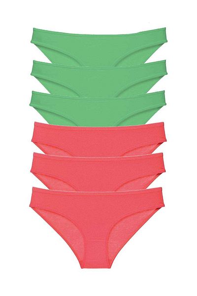 Angoravi 6 Pieces Eco Set Lycra Women's Slip Panties Green Fuchsia