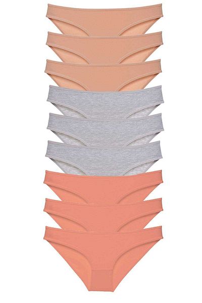 Angoravi 9 Pieces Super Eco Set Lycra Women's Slip Panties Skin Gray Powder