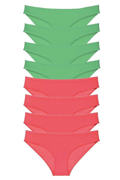 AC BOX 8 Pieces Eco Set Lycra Women's Slip Panties Green Fuchsia
