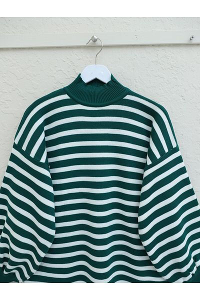 Modamorfo Emerald Balloon Sleeve Knitwear Tunic - Half Throat