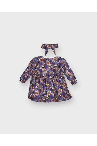 rg kidsstore Rochie pentru copii din stofa de bumbac - Imprimata si volane, bentita inclusa