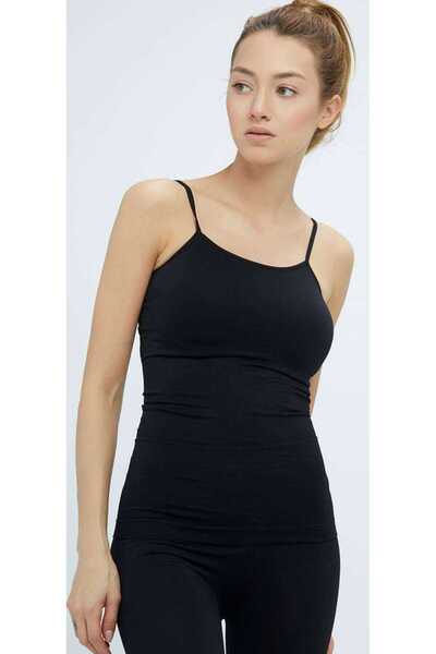 Meleners Elite Life Women's Rope Strap Non-Marking Long Black Undershirt 846