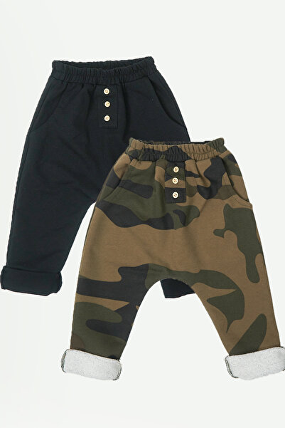 Catz Kids Διπλό παντελόνι Harem (Μαύρο και Χακί μοτίβο καμουφλάζ)