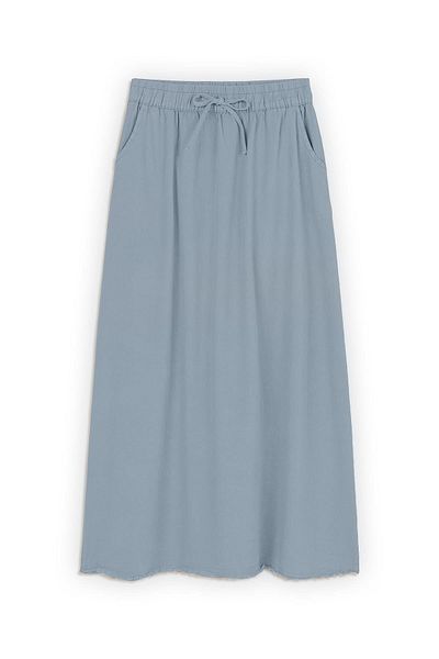 praye Gray Long Skirt - Elastic Waist