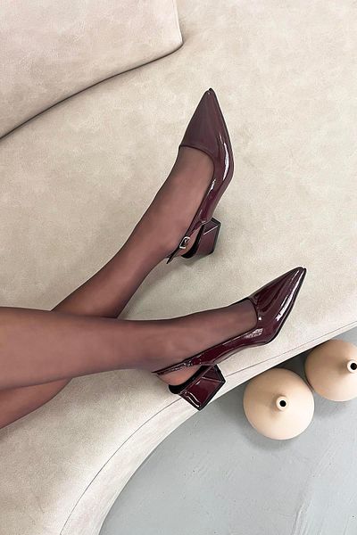 STRASWANS Hanna Women's Heeled Patent Leather Shoes Claret Red