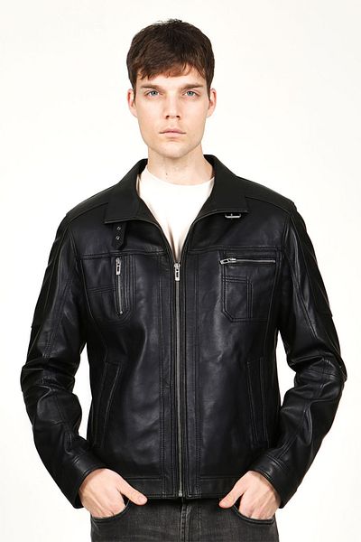 Dericlub E1047 Ανδρικό παλτό από γνήσιο δέρμα Navy Blue