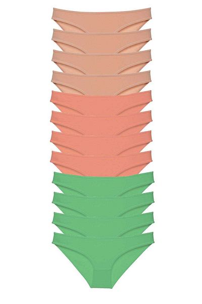 Rasanet 12 Pieces Super Eco Set Lycra Women's Slip Panties Skin Powder Green