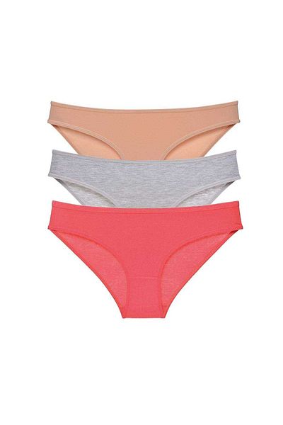 AC BOX 3 Pieces Super Eco Set Lycra Women's Slip Panties Skin Gray Fuchsia