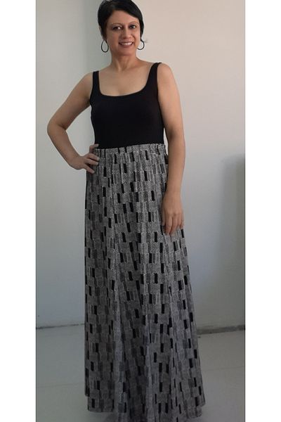 Mertcan Butik Φούστα βισκόζης από χτενισμένο βαμβάκι 6 τεμαχίων με μαύρη κρεμ στάμπα