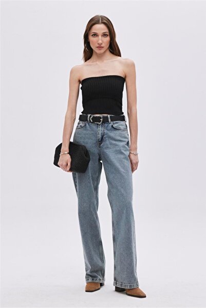 SHERIN Black Layered Strapless Knitwear Blouse