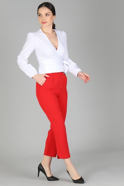 SWEETNESS Pantaloni de damă din material textil tăiat morcov roșu