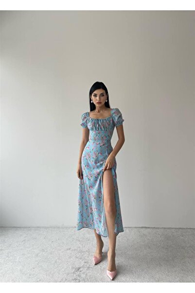 conconmoda Monet Krep Yırtmaçlı Kadın Elbise