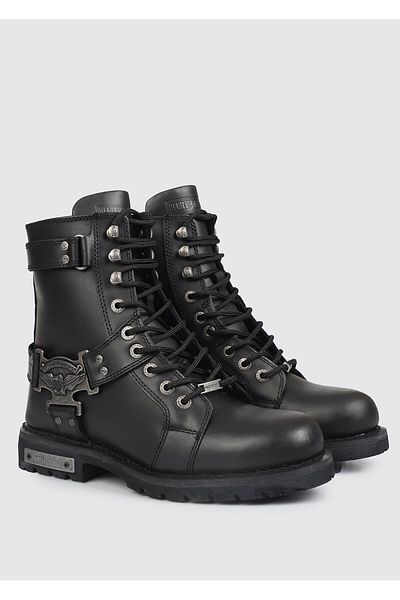 Harley Davidson Charles Black Ανδρικές Δερμάτινες Μπότες 025μ 100447