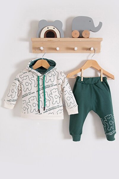 Babydonat طقم دببة متقاطعة بغطاء للرأس مصنوع من القطن بنسبة 100% للأطفال الأولاد