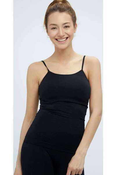 Meleners Elite Life Women's Rope Strap Non-Marking Long Black Undershirt 846