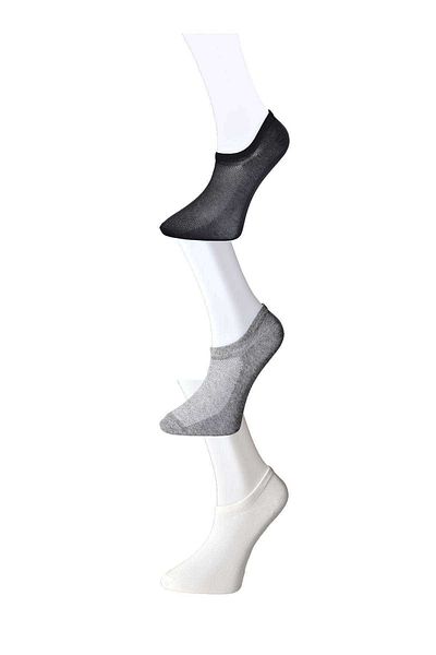 CPU ELEKTRONİK Black Gray and White Men's Invisible Socks 3 pairs