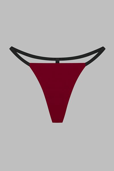 Yohannes Club Women's 3-Piece String Set - Brazilian T-Thong and Thong, Powder, Burgundy, Navy
