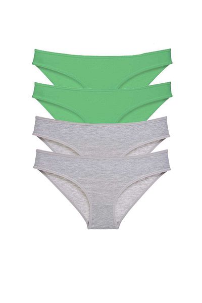 AC BOX 4 Pieces Super Eco Set Lycra Women's Slip Panties Green Gray