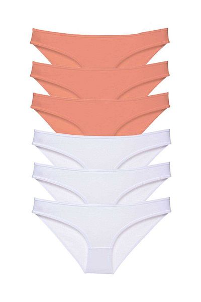 AC BOX 6 Pieces Eco Set Lycra Women's Slip Panties Powder White