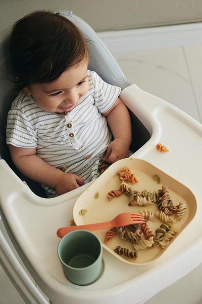 lets be child Set of 2 Sage Green and Vanillia Square Baby Food Plates