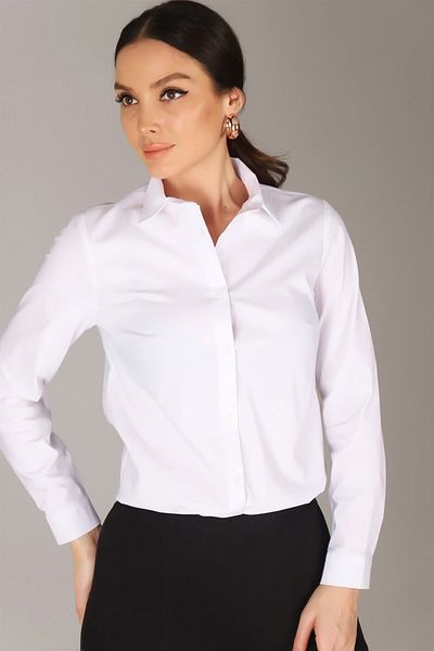 SWEETNESS Cămașă clasică din bumbac cu mânecă lungă din Lycra albă