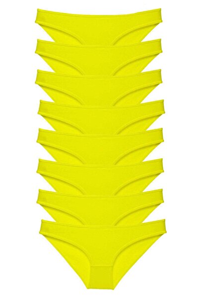 İsmiyle Al 8 Pieces Super Eco Set Lycra Women's Slip Panties Yellow