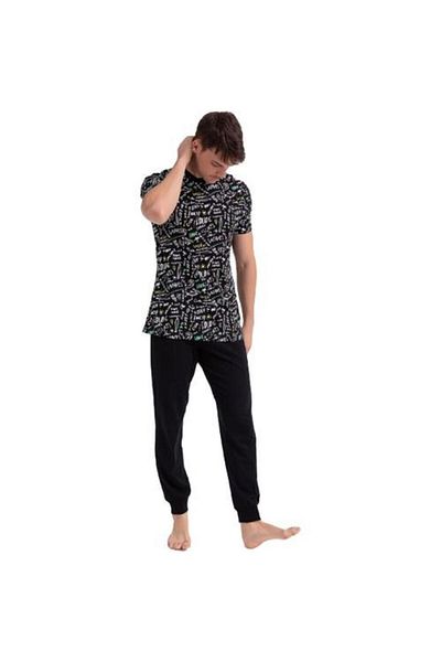 ROLY POLY 2738 Black Color Father Son Short Sleeve Pajama Set