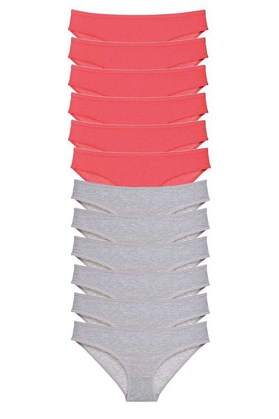 AC BOX 12 Pieces Super Eco Set Lycra Women's Slip Panties Fuchsia Gray