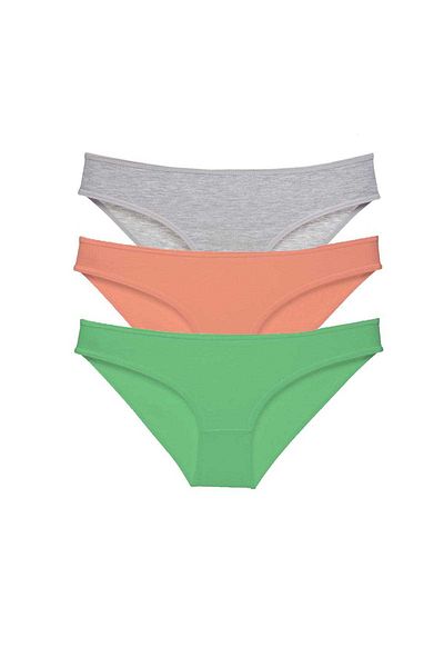 AC BOX 3 Pieces Super Eco Set Lycra Women's Slip Panties Gray Powder Green