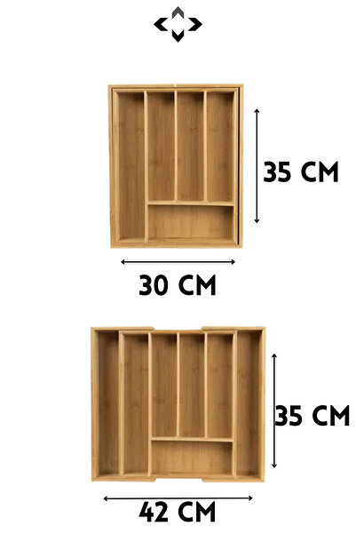 LİGROUND 100% Bamboo Expandable Drawer Organizer Organizer Πτυσσόμενη οργάνωση μαχαιροπήρουνων