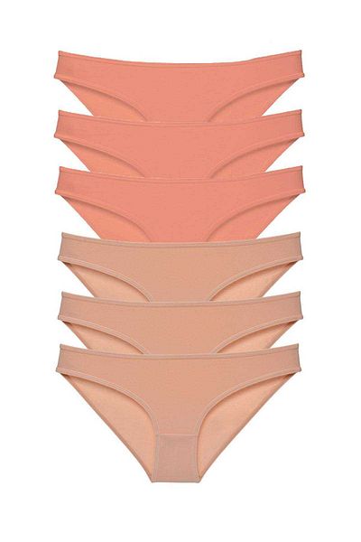 AC BOX 6 Pieces Super Eco Set Lycra Women's Slip Panties Powder Skin