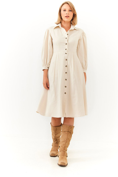 Butik Arzu Özel Moda Atölyesi Midi Boy Cotton Elbise