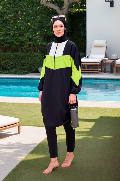 Marina Full Covered Parachute Black Hijab Swimsuit - M2421