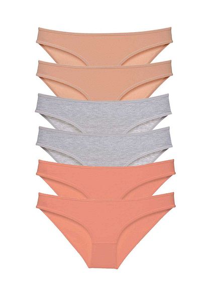 Angoravi 6 Pieces Super Eco Set Lycra Women's Slip Panties Skin Gray Powder