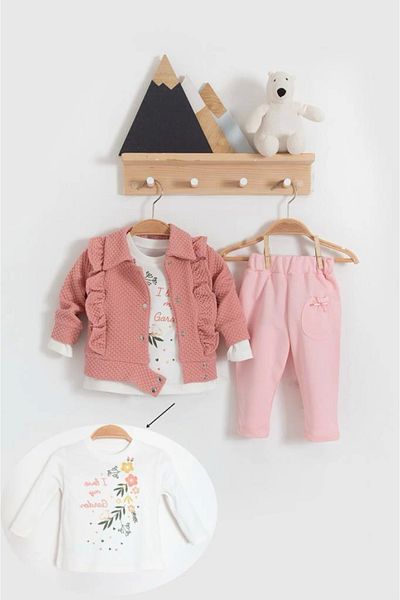 Babydonat طقم بناتي مكون من 3 قطع بتفاصيل كشكش