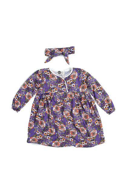 rg kidsstore Rochie pentru copii din stofa de bumbac - Imprimata si volane, bentita inclusa