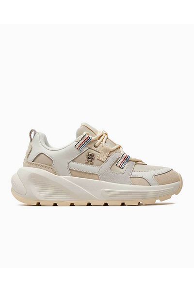 Tommy Hilfiger Dámské šněrovací kožené béžové tenisky s logem FW0FW07674-AEF